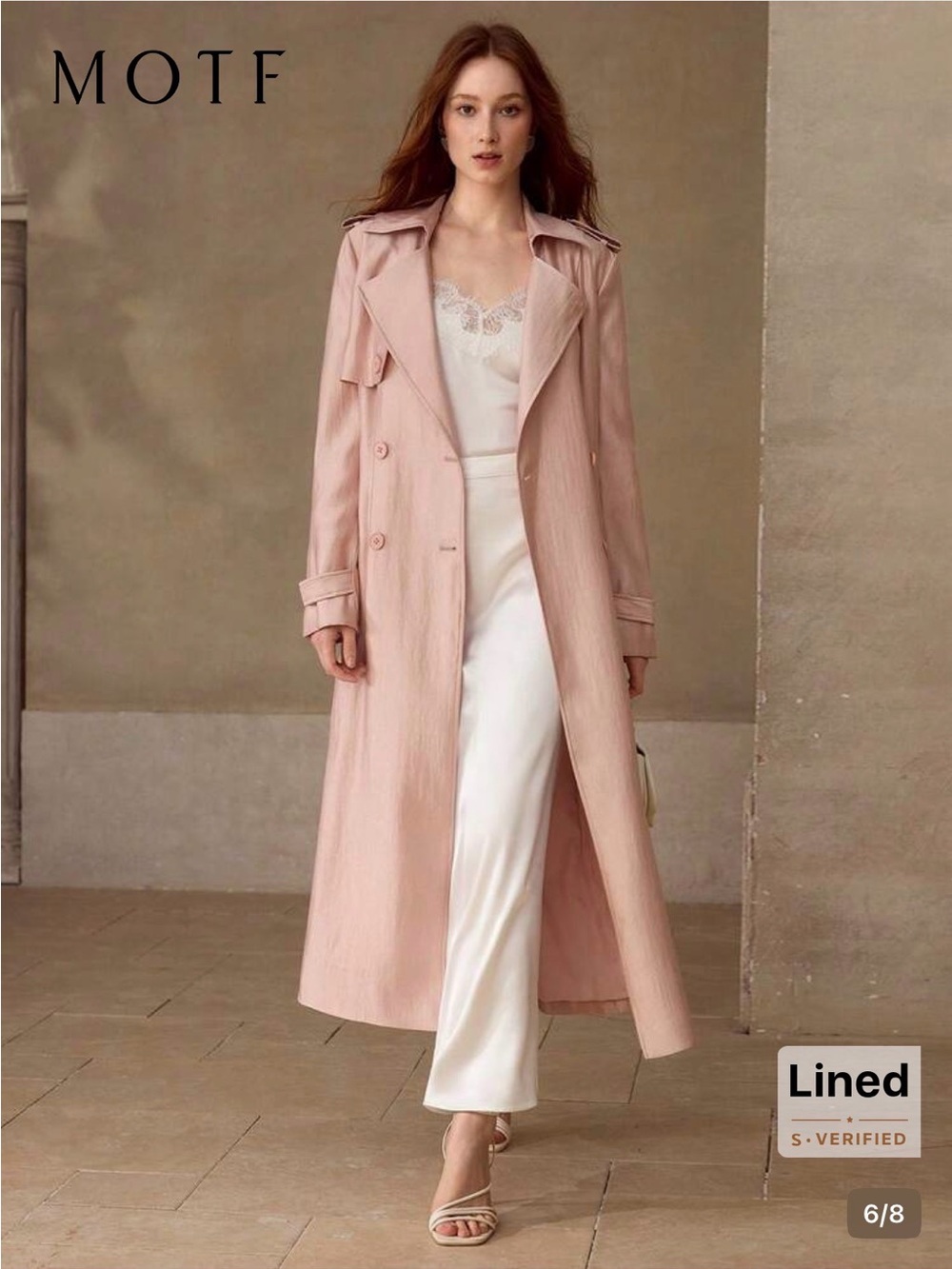 MOTF Blush pink double breasted belted long Trench Coat